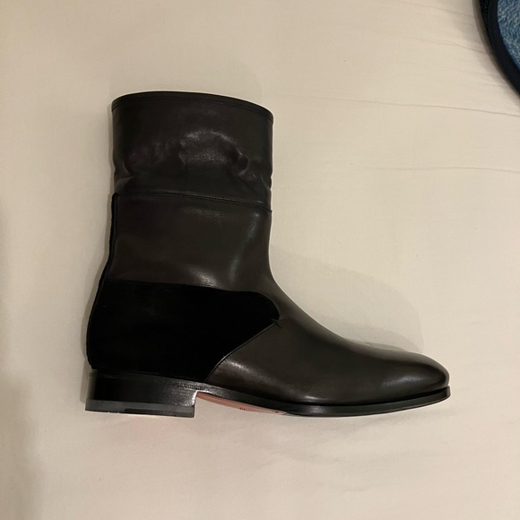 ~One Of a Kind~ SANTONI FUR LINED DRESS BOOTS LEATHER SUEDE BLACK NEW IN BOX 7.5 - Picture 5 of 10
